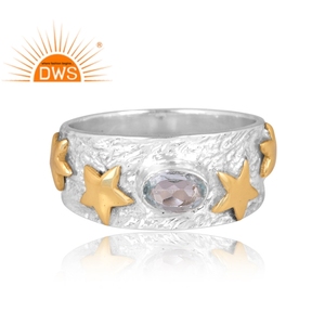 Best selling fine sterling silver natural Blue Topaz gemstone <b>statement</b> <b>ring</b> custom jewelry manufacturer - Product Image 4