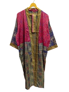 Robe indienne Floral soie Sari Kimono Vintage Sari Robe douce plage Robe de soirée indien fait à la main Kimono en soie - Product Image 5