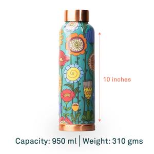 Shiny Polished Pure Printed Copper <b>Water</b> <b>Bottle</b> in Hammer Designs <b>Bottle</b> Customized Drinkware Copper <b>Water</b> <b>Bottle</b> Made in India - Product Image 5
