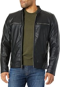 Veste en cuir véritable à capuche de motard pour homme - Product Image 4