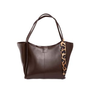 Sac à bandoulière en cuir de vache avec détail écharpe, utilisable comme sac à main - Product Image 1