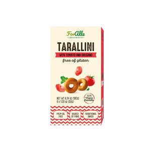 Snack Tradicional Crujiente y Salado Hecho en Italia, Sin Gluten, Tarallini con Tomate y Orégano, 6x30g (180g) PL - Product Image 1