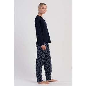 KADIN P.SUPREM BATTAL XXL V YAKA UZUN KOL ETEGI OVAL PIJAMA TAKIM - Y.LACIVERT - Y.LACIVERT - Product Image 4