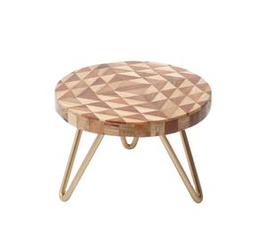 ที่วางเค้กแบบเดี่ยวทำจากไม้และเรซินรูปร่างทรงกลมสีน้ำตาลและสีทองใช้ในบ้านและเครื่องครัวสไตล์ล่าสุด - Product Image 1