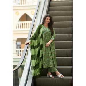 Kurti Chanderi de Diseño Maruti Fashion Alia, Estilo Indio Tradicional, Vestido Largo con Bordado y Estampado en Rayón, Superventas - Product Image 1