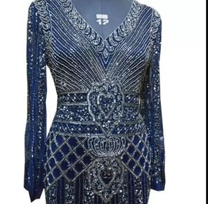 Vestido de Sirena Elegante Personalizado con Bordado Completo a Mano con Cuentas, Vestido de Malla Transpirable para Fiesta o Ocasión Especial - Product Image 2