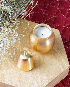 High Quality Handmade Gold Pear Shaped Wax Filled Metal Candle Wholesale - Product Image 4