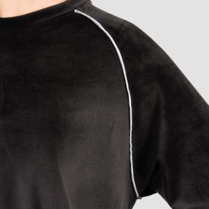 Sweat-shirt en velours avec fermeture éclair, broderie décorative, en laine et soie noire, impression 3D en relief, strass et cristaux, taille XS pour l'automne/hiver - Product Image 5