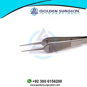 Fórceps de sutura Sauer quirúrgico 1x2 dientes en ángulo, fórceps de fijación oftálmica, fórceps de microcirugía - Product Image 5