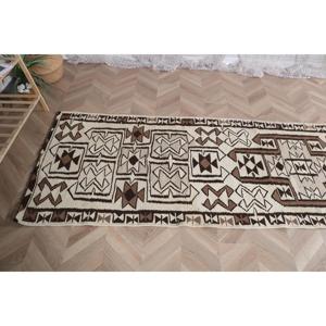 Vintage Turkish <b>Runner</b> <b>Rug</b> 3x10.3 ft (92x314 cm), Brown Floral Kilim <b>Rug</b> - Product Image 5