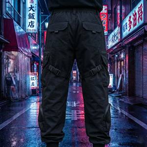 Pantalons de jogging streetwear hip hop pour hommes, pantalons cargo tactiques cyberpunk, pantalons darkwear, 100% coton, imperméable, écologique, respirant - Product Image 6