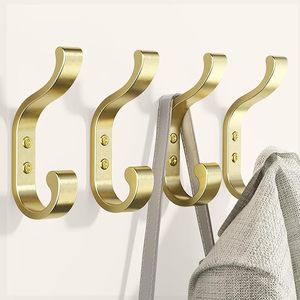Large Aluminium Wall <b>Hook</b> Coats Purse Hat Cap and Bathroom <b>Towel</b> Hanging Rail with Wall Mount Screw in <b>Hooks</b> - Product Image 1