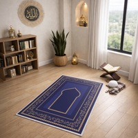 Tapis de prière turc islamique Mimoza en velours violet, à poils ras, gaufré, finement rembourré, antibactérien, adapté aux animaux domestiques, 1 pièce