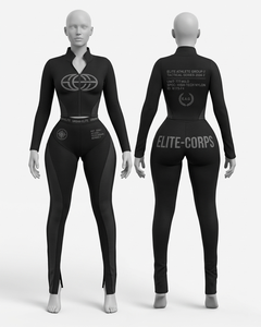 Conjunto de camiseta y pantalones deportivos de mezcla de algodón de 260 GSM, color blanco y negro, con estampado en relieve de esqueleto y logotipo personalizado, para mujer. - Product Image 6