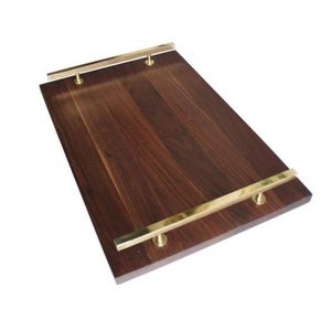 ถาดเซิร์ฟเวอร์ไม้ตกแต่งพร้อมด้ามจับสีทองเป็นมิตรกับสิ่งแวดล้อมถาดเสิร์ฟอาหาร - Product Image 1