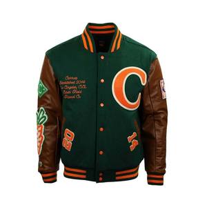 Veste universitaire pour homme, corps en laine, manches en cuir, baseball, lettreman, chaude, épaisse, durable, élégante, streetwear, sports de plein air, mode - Product Image 1