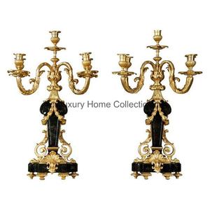Candelabros decorativos festivos y de fiesta Color dorado chapado brillante 10 brazos Juego de 2 vajilla de Metal decoración candelabro soporte - Product Image 2