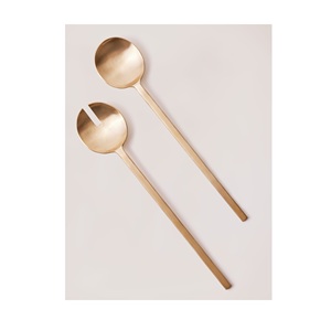 Juego de 2 porciones de ensalada lisas de la mejor calidad con esmalte mate para juegos de cubiertos de hotel con laca y cobre antiguo para el hogar - Product Image 1