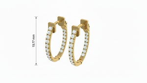 Women's <b>14K</b> <b>Gold</b> & Natural Diamond Mini <b>Hoop</b> <b>Earrings</b> | 0.52 CTTW Brilliant Cut Diamond - Product Image 2