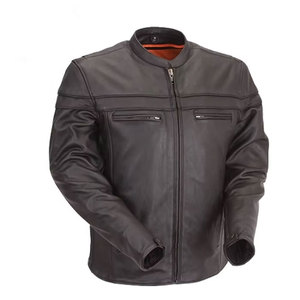 Chaqueta de Motociclista de Cuero Vacuno Genuino para Hombre, Premium, Resistente al Viento, Impermeable, Ajustada, Cómoda, Estilo Urbano - Product Image 1