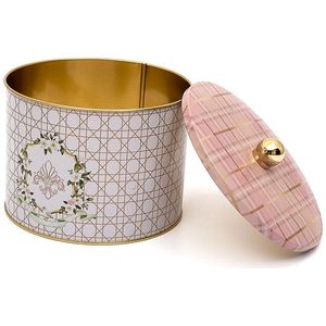 Recipiente redondo de metal rosado de 175x130mm con mango de perilla para almacenamiento y contenedor de alimentos - Product Image 1