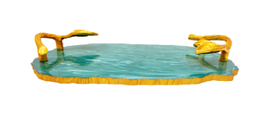 Nouveau plateau de service en résine époxy au meilleur design, poignée en feuille d'or métallique, finition naturelle, 30x23x3 CM, qualité hôtelière, restaurant, ustensiles de cuisine - Product Image 3