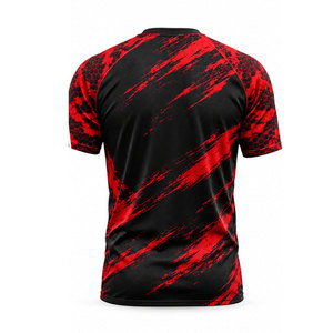เสื้อตกปลาผู้ชาย สีแดง ลายปลาแบสสีดำ แห้งเร็ว UPF 50 โพลีเอสเตอร์ เสื้อกีฬา - Product Image 3