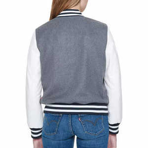 Chaqueta de béisbol para mujer, chaqueta universitaria para mujer con manga larga, chaqueta con letras bordadas de lana y poliéster de primera calidad para mujer - Product Image 4