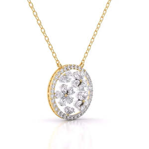 Espectacular colgante de diamante talla redonda Bloom de 2.05 ct, color E-F, VVS-VS, diamante cultivado en laboratorio en oro de 14 quilates, para ocasiones especiales y fiestas. - Product Image 3