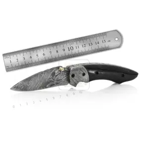 Damascus Thép Gấp Dao DD-FK-710 Sừng Trâu Túi Dao Sống Ngoài Trời Săn Dao Đa Công Cụ Bushcraft Cắm Trại