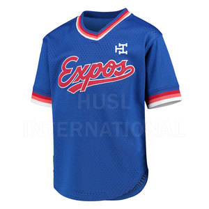 Maillot de baseball col en V grande taille pour homme, respirant, séchage rapide, vêtement de sport d'été, personnalisable avec logo, uni, vente en gros - Product Image 2