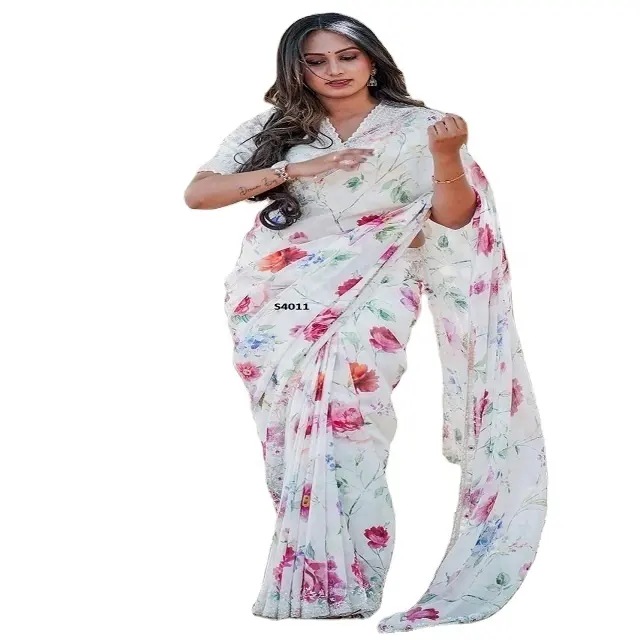 Neueste moderne Design Frauen Saree für Hochzeit und Party Wear von indischen Lieferanten bei Bulk Price Arbeit schweren Stein Saree