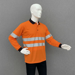 เสื้อโปโลสะท้อนแสงกันน้ำแบบสั้น แขนสั้น สีส้ม-ดำ ผลิตตามสั่ง โลโก้ตามต้องการ รับผลิตจำนวนมาก (MOQ ต่ำ) ขายส่ง ผ้าโพลีเอสเตอร์ - Product Image 5