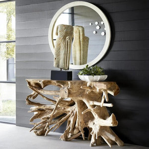 MESA DE CONSOLA DE RAÍZ DE TECO PARA SALA DE ESTAR - MUEBLES DE MADERA DE LUJO MODERNO TROPICAL - Color Personalizado Duradero - JEPARA INDONESIA - Product Image 1