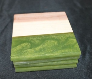 Dessous de verre en résine et en bois avec logo personnalisé, meilleure vente, bureau, café, repas, fête, mariage, extérieur - Product Image 3