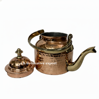 Théière/Cafetière moderne en cuivre martelé à la main, bec en laiton, poignée en métal résistante à la chaleur, capacité de 500 ml, couvercle inclus