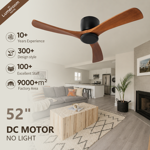 52 Inch Wood <b>Ceiling</b> <b>Fan</b> without Light Modern 3 Blade <b>Ceiling</b> <b>Fan</b> Quiet DC Motor with <b>Remote</b> for Living Room - Product Image 1