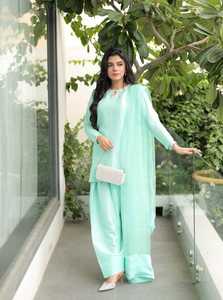 Traje de diseñador Farshi Salwar Kameez, vestido indio pakistaní, Patiala Silk Shalwar Kurta Dupatta para niñas y mujeres, traje Salwar - Product Image 2