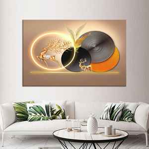 Tableau sur toile imprimé cerf doré élégant : Décoration moderne pour la maison, toile encadrée - Product Image 1