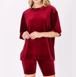 Top Selling Good Quality <b>Pink</b> Color O-Neck T-Shirt & Short Set Sweat <b>Suit</b> Breathable 2 Pieces Yoga Tracksuit Gym Wear Summer Set - Product Image 3