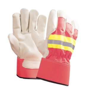 Canadian XL Rigger Guantes Fluorescentes Volver Trabajo Seguridad Industrial Cuero de vaca Revestimiento de grano Forro de algodón Manguito de goma - Product Image 5