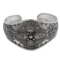 Bracelet manchette en argent sterling fait main, design bohème minimaliste, cadeau chrétien, bijoux de mode unisexe, prix de gros