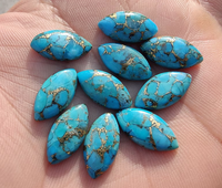 Turquoise bleue naturelle en cuivre, forme marquise, cabochon calibré, pierre précieuse en vrac, marque AMARA, certifiée par une tierce partie, pour bijoux DIY