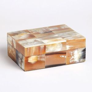 Joyero Cuerno y hueso Trabajo Patrón geométrico negro y beige Trabajo de incrustaciones de hueso Acabado pulido Precio de fábrica Multiusos - Product Image 5