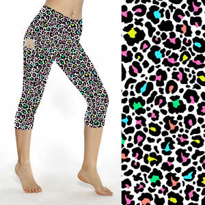 Custom Design Buttery Soft Double Side Brushed Hybrid Leopard <b>Camo</b> Digital Printed <b>Women</b> Capri <b>Leggings</b> With Pockets - Product Image 1