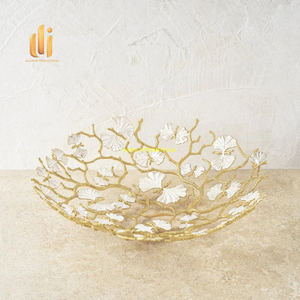 Bol à fruits décoratif de luxe branche florale dorée Design bol de pièce maîtresse en métal moderne pour Table à manger salon décor cadeau - Product Image 1