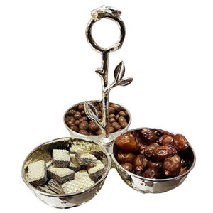 Shiny Polished Leaf Shape Design Joint Three <b>Bowl</b> Aluminum Metal Home Hotel <b>Serving</b> Fancy <b>Ceramic</b> Free <b>Bowls</b> - Product Image 1