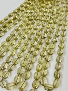Cuentas de forma ovalada facetada de cuarzo limón Natural de grado AAA 6x8-9x13mm tamaño 14 pulgadas hebra de lujo de moda para la fabricación de joyas - Product Image 5