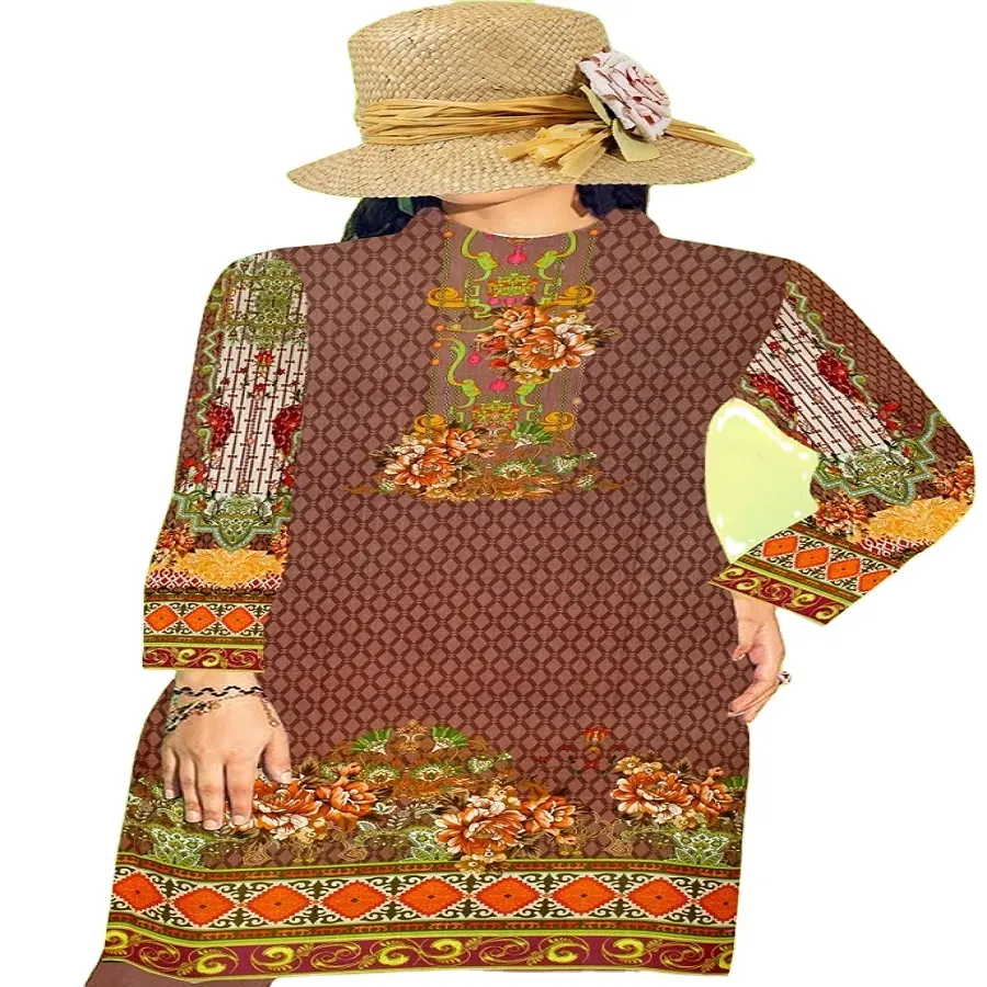 ホールセールパキスタンとインドの女性シングルステッチシャツピース芝生スーツASファブリックによる女の子のための売れ筋クルティ