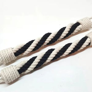 Attache de rideau en corde de coton noir et blanc, fait main, torsadé - Product Image 1